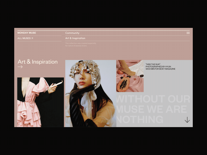 Monday Muse Art & Inspiration Animation anim animation art blog concept design fashion homepage inspiration interaction interface models motion photo promo typography ui ux web website