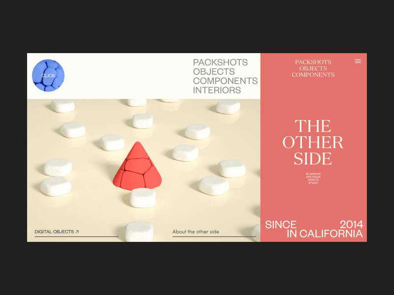 The Other Side Home Page Animation anim animation art cinema cinema4d concept design grid interaction interface motion object promo render typography ui ux web website