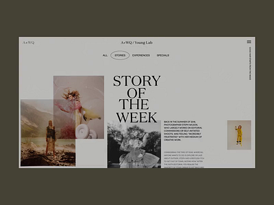 A+WQ / Young Lab Page Story of The Week Animation animation blog concept design fashion interaction interface motion promo typography ui ux video web website