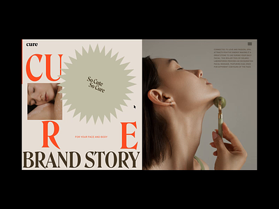 Cure Brand Story Page Animation animation grid interaction interface promo typography ui ux video web website