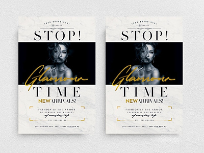Stop! Glamour Time Flyer Template boutique chic elegant event glamour marketing new collection night club promo promotion