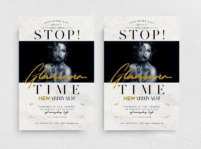 Stop! Glamour Time Flyer Template boutique chic elegant event glamour marketing new collection night club promo promotion