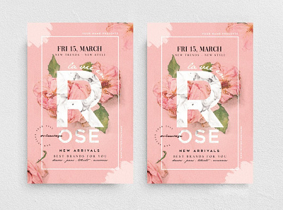 La Vie En Rose Flyer Template boutique chic cute fashion flower flyer flyer template marketing new collection poster promotion rose sweet watercolor