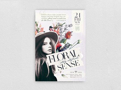 Floral Sense Flyer boutique chic design fashion illustration marketing new collection night club promo promotion