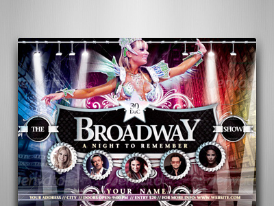 The Broadway Show Flyer Template broadway burlesque concert dance divas elegant festival musical night club show showtime theater