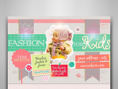 Fashion For Kids Flyer Template baby birthday child children party cute flyer fashion invitation kids flyer little store sweet