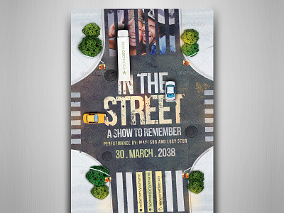 In The Street Flyer Template city event flyer festival metropolis outdoor party popular promotion realistic road street urban