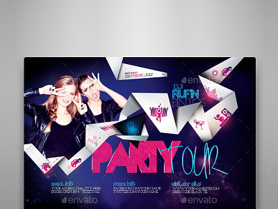 Party Tour Flyer Template band disco dj entertainment event festival musical night club outdoor party promotion urban