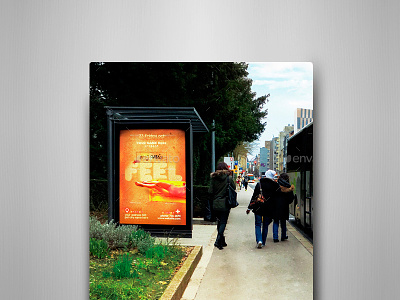 Bus Stops Vol.2 Mock-Ups Pack ads advertising autobus avenue billboard bus shelter bus stop realistic sign smart object traffic transportation