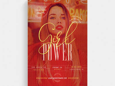 Girl Power Flyer Template boutique chic classy creative disco elegant event fancy fashion fest glamour haute couture marketing mode model modern new collection night club party pink