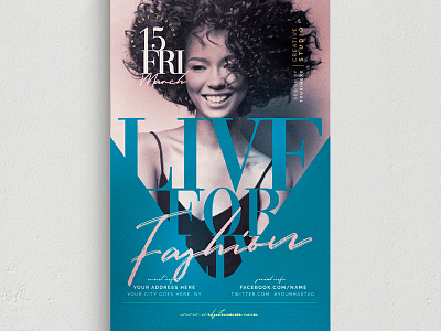 Live For Fashion Flyer Template chic classy couture creative cute disco elegant event fancy fashion fest glamour marketing mode model modern new collection night club party tags boutique