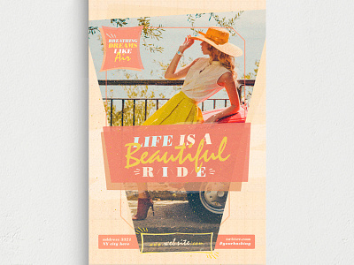 Life Is A Beautiful Ride Flyer Template boutique chic classy couture creative disco elegant event fancy fashion fest glamour marketing mode model new collection night club party promotion retro