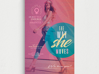 The Way She Moves Flyer Template boutique chic classy couture creative cute disco elegant event fancy fashion fest glamour marketing mode model modern new collection night club party