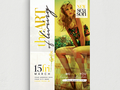 The Art Of Living Flyer Template boutique chic classy creative disco elegant event fancy fashion fest glamour haute couture marketing mode model modern new collection night club party promo