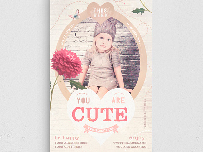 You Are Cute Flyer Template baby birthday card cute event fest festival invitation kids promo shopping vertical