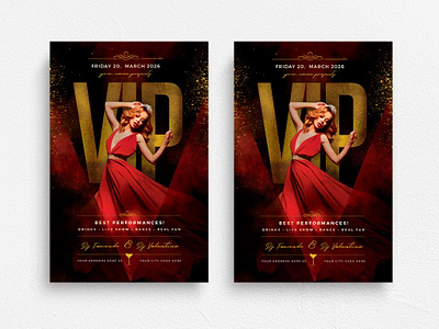 Vip Flyer Template boutique chic design elegant event fashion fest festival glamour new collection night club party promotion realistic smart object