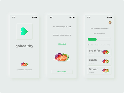 Gohealthy concept app app branding clean design flat graphic design minimal neumorphism ui ux vector