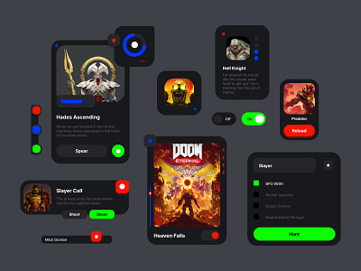 UI Experiment _UI Components clean design doom gameui graphic design interface minimal ui ui components ui design ui design daily ui inspiration ui kit ui kit design vector videogame