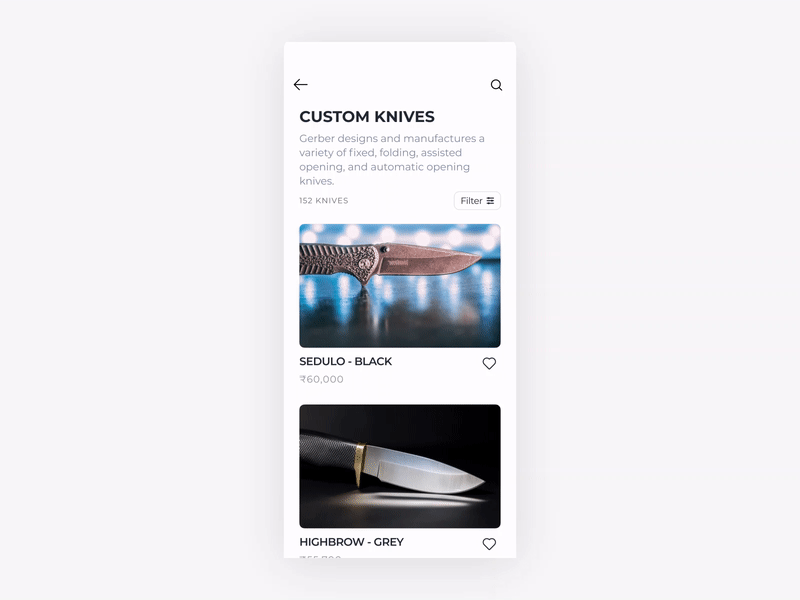 UI Animation 01_Knife App UI aftereffects app clean design interaction design knife minimal minimalism minimalist minimalistic motion design motiongraphics prototyping store app ui ui ux user inteface ux uxdesign uxdesigner