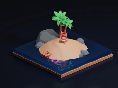 Summer island isometric 🌞 3d 3d illustration 3d illustrator 3d modeling awesome design cartoon illustration creative design flat illustration icon illustraion imagination isometric logo design pastel summer summer vibes summertime