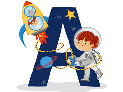 A is for Astronaut a astronaut astronauta madalva stars universe