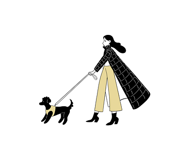 Long Coat Dog Walk design dog fashion fashion illustration illustration lineart poodle walk