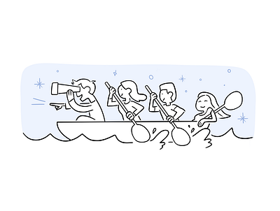 Our Leadership Team boat cute illustration leadership ocean procreate river startup team tech water work working together