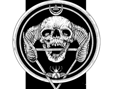 Skull band black white design hand drawn illuminate illustration logo metal skull