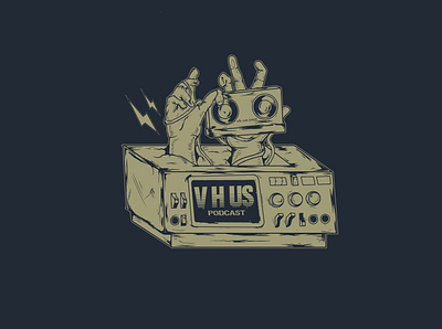 VHUS podcast bands black white branding commision work design hand drawn icon illustration logo