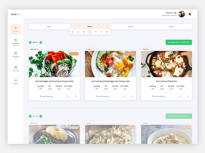 Ruled.Me - Keto Meal Planner food keto ui web app web design