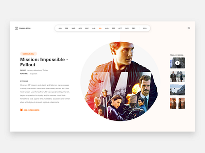 Upcoming Movies header hero mission impossible movie tom cruise ui upcoming movie ux web design