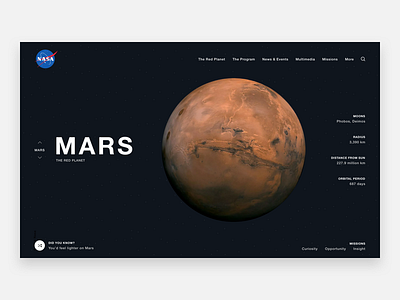 NASA - Mars header hero mars nasa planets red planet ui ux web design