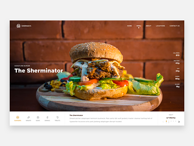 Sherman's Burgers burger bar burgers header hero restaurant takeaway takeout ui unsplash ux web design