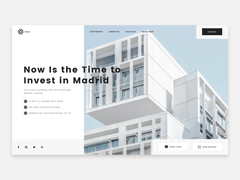 Apartment Investment apartment apartment investment header hero investing investment madrid ui ux web design