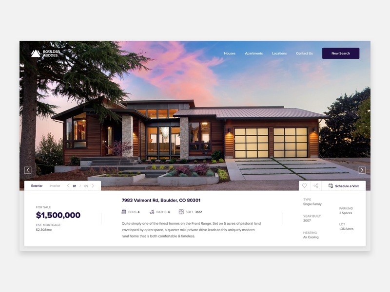 Boulder Abodes apartment apartments boulder colorado header hero homes houses real estate ui ux web design