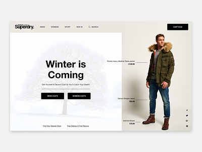 Superdry boots clothes coats ecommerce ecommerce shop header hero jeans superdry ui ux web design winter