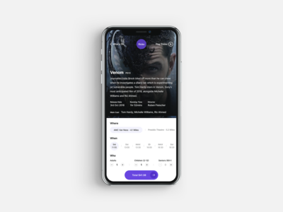 Flicks App app booking cinema cinema booking flicks ios mobile app movies ticket ticket booking ui ux venom