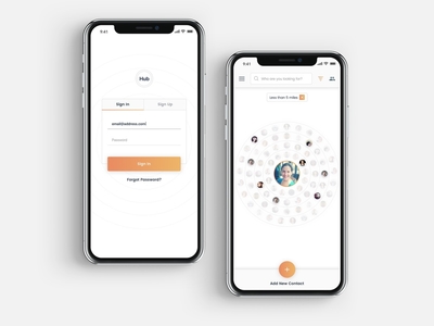 Hub Social Contact Book App app cloud contact book contacts hub ios location mobile mobile app social social media ui ux