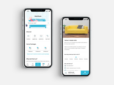 Rentiture Mobile App - Renting Furniture app design ios mobile mobile app ui ux