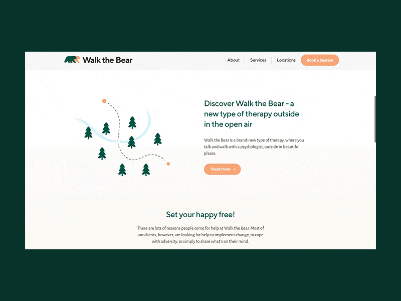 Walk the Bear - Homepage after effects animation gif hero banner homepage ui ux web design website