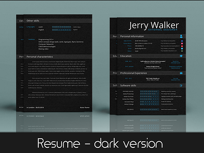 Resume - v1 dark blue clean dark gray modern resume simple white