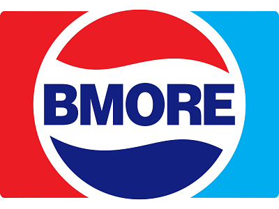 Bmore Refreshed 410 70s appropriation baltimore blue bmore bmore cola carlos vigil logo red srd super rad super rad design vector