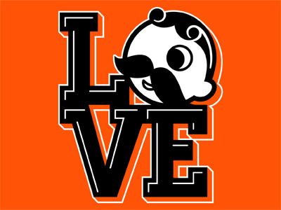 LOVE Boh 410 appropriation baltimore black bmore carlos vigil love moustache mr. boh national bohemian natty boh orange pop art robert indiana srd super rad super rad design the land of pleasant living vector