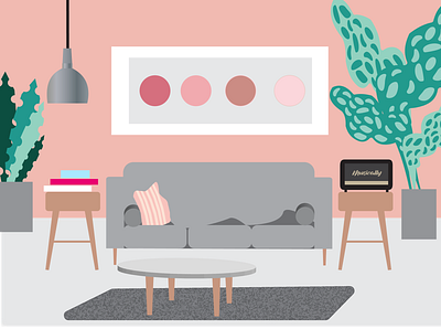 pink room flat illustration vector