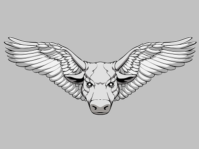 Flying Taurus character character design flight power symbol logo flight power symbol logo illustration power project taurus vector wings живое портрет стойкость