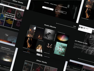 Music portfolio page site music ui design ux ui web design