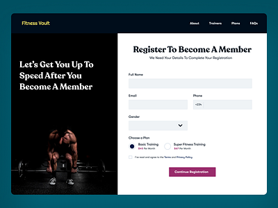 Registration Page for A Fitness House product design registration sign up typogaphy ui ux uxui website concept website design