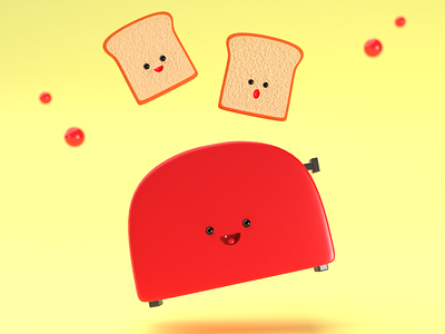 Best Buddies Series 3d b3d blender bread character design illustration model toast ui ux design