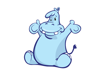 Hippo blue cute hippo hug icon mascot winter