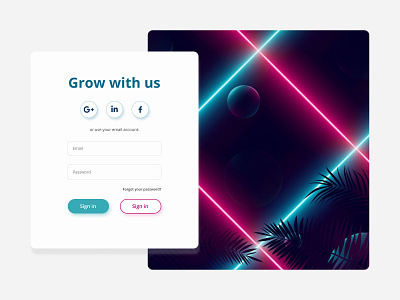 Grow with us design log in registration form registration page sign in sign up ui ux ui design ux design web